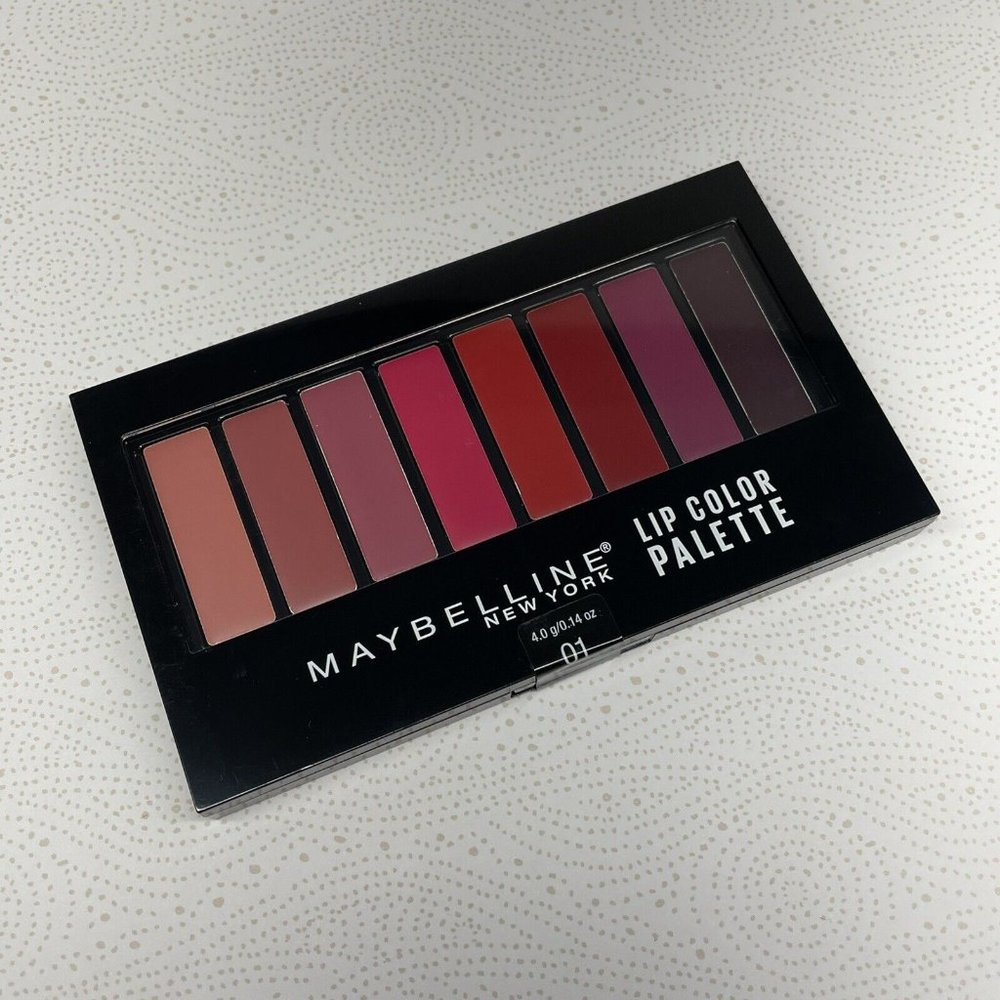 NWT Maybelline New York Lip Color Palette, 8 Colors, Brush, Nude to Wine, .14 oz